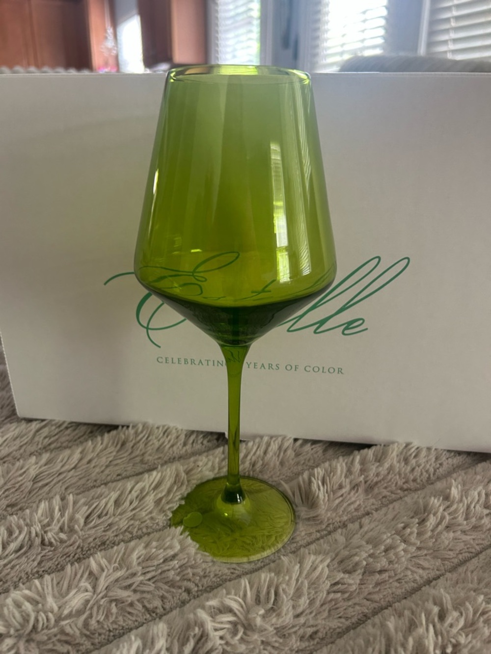 Estelle NEW Stemmed Wine Glass - Lime Green Color